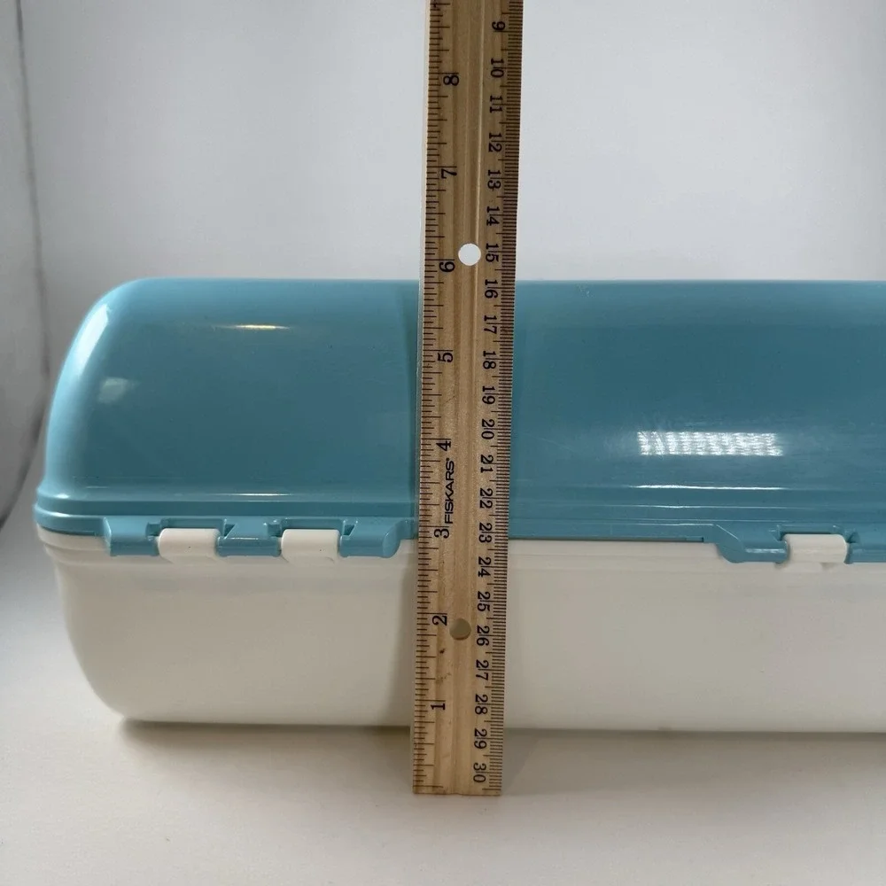 Vintage Caboodles Makeup Case Blue White 90s Cosmetic Organizer Mirror Latch Box